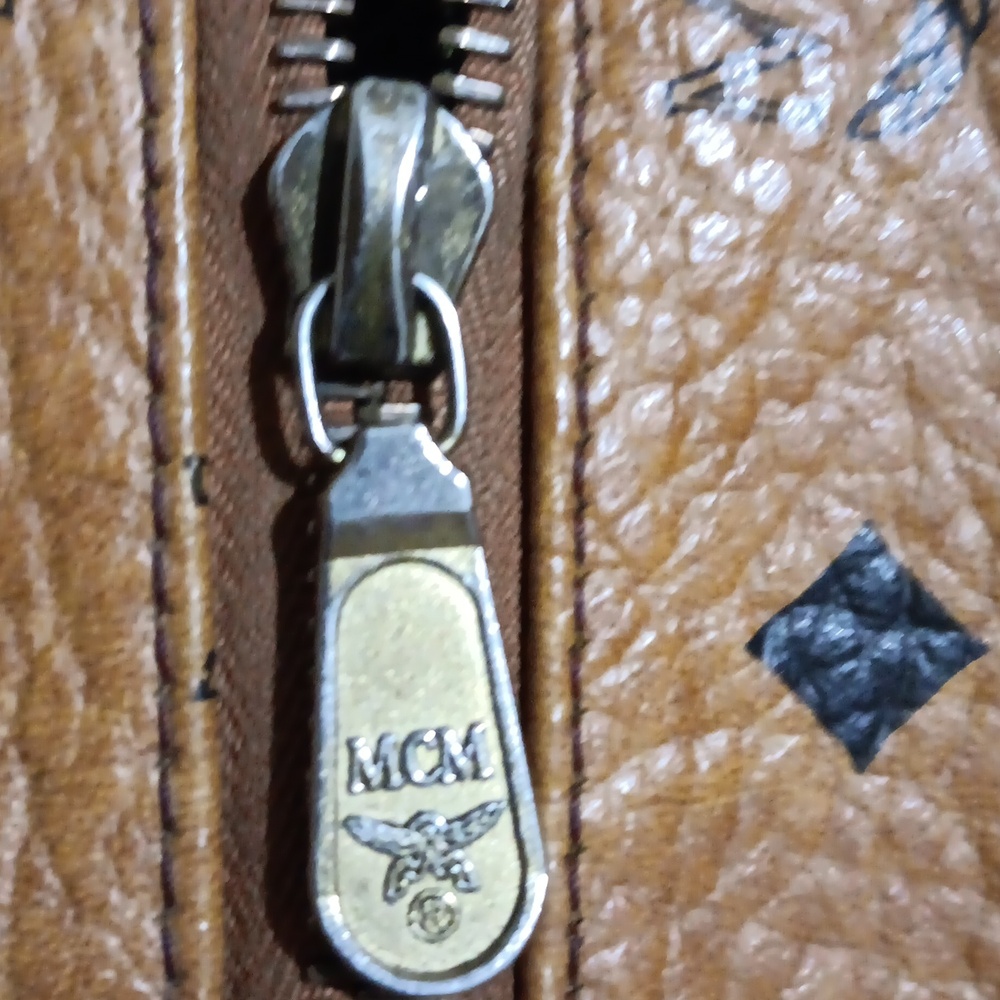 MCM Cognac Visetos Leather Monogram In And Out Satchel EUC - Picture 9 of 14